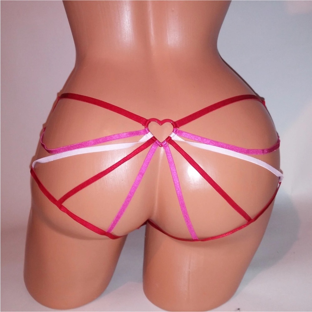 Victoria's Secret Strappy Heart Panty - Red and Pink